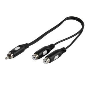 Vivanco Câble stéréo 2X RCA coudé vers 2X RCA avec Protection Anti-courbure de câble Noir 1,5 m Noir